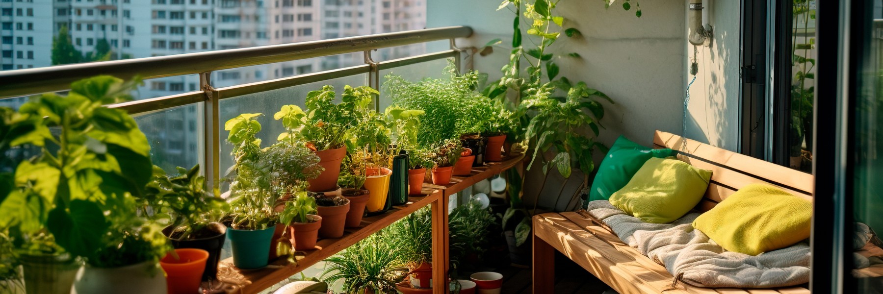 Zelfvoorzienend met kruiden en planten op je balkon | AI gegenereede foto via Adobe Stock