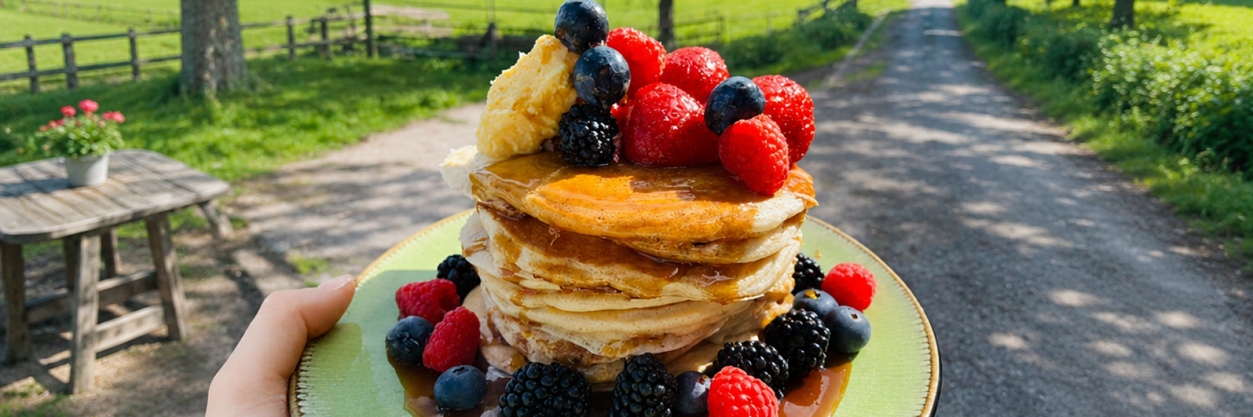 Luchtige pannenkoekjes met karnemelk, ahornsiroop en rood fruit | recept van Rosah 