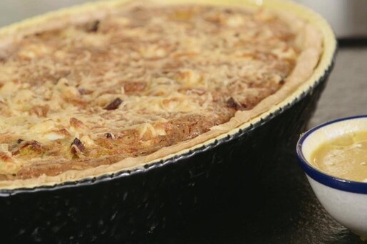 Winterse quiche met feta, pompoen en chorizo
