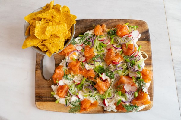 Nacho’s met roomkaas en zalm 
