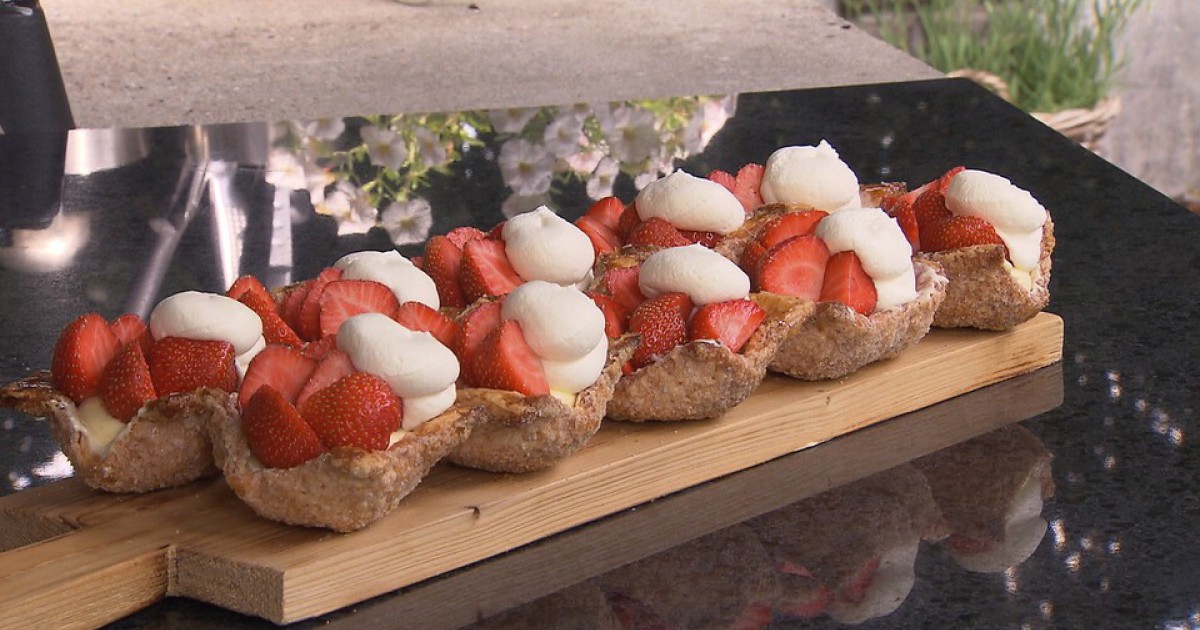 Aardbeienschelpen met witte chocolade en Zwitserse room | BinnensteBuiten