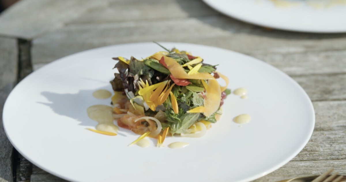 Gepocheerd ei met salade en roomsaus | BinnensteBuiten
