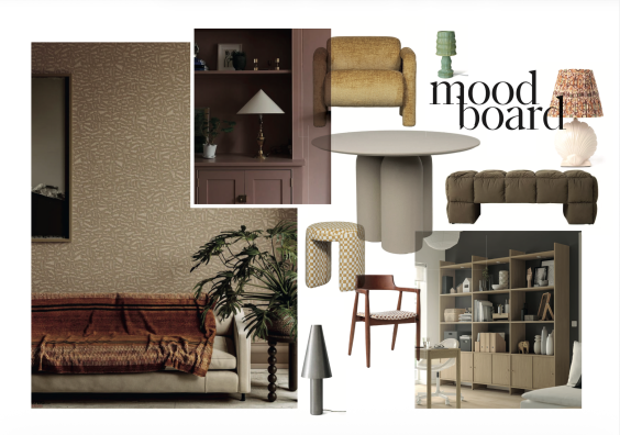 Moodboard voor familieruimte