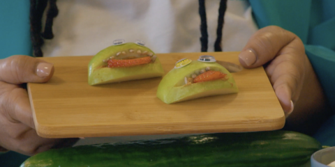 Gezonde appelmonsterstraktatie