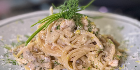 romige pasta met kip