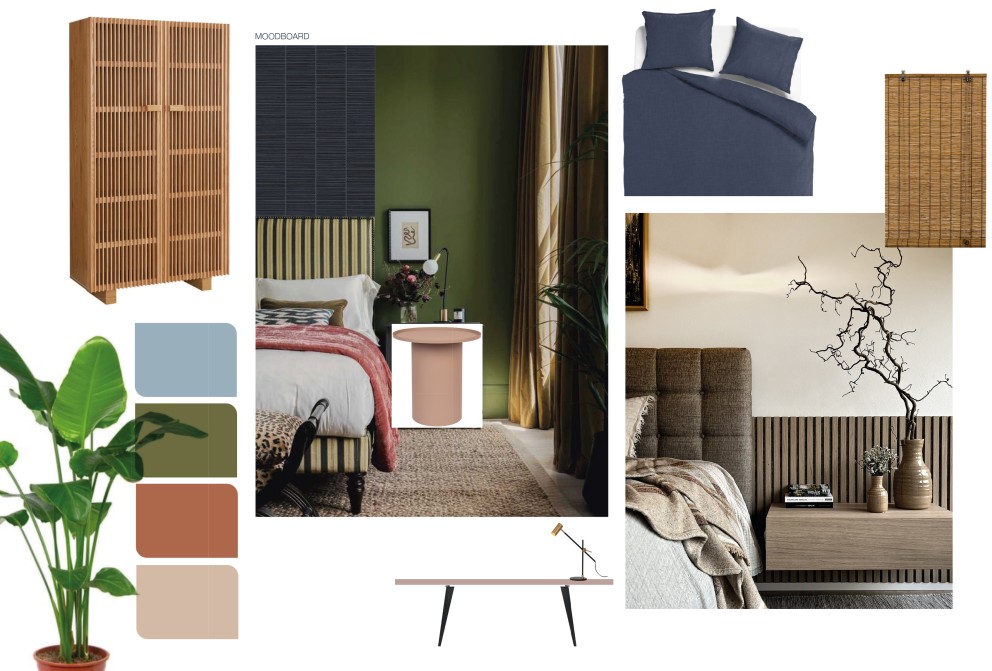 Het moodboard voor de slaapkamer