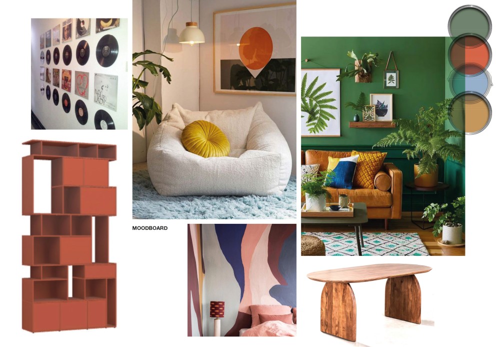 Het moodboard voor de woonkamer