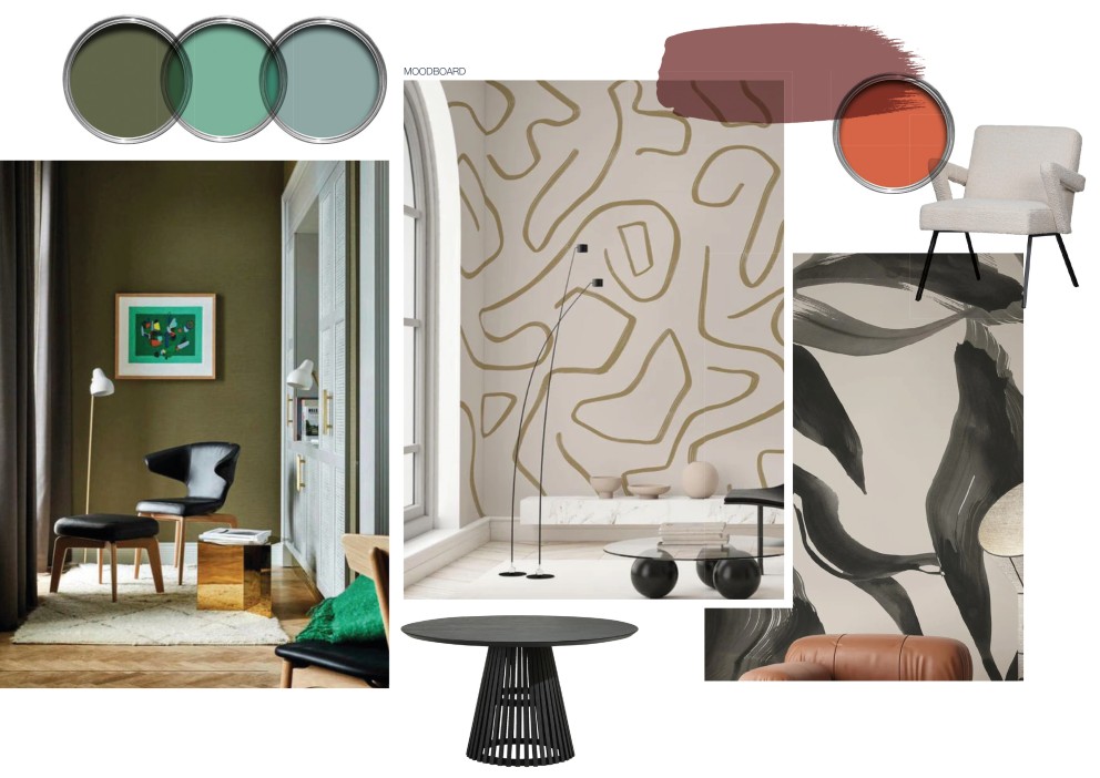 Het moodboard voor de woonkamer