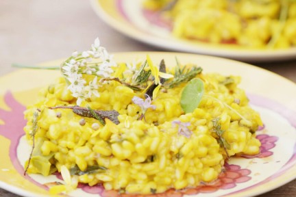 Pompoenrisotto met vegan honing