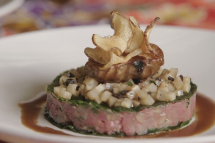 Steak tartare met Hollandse aardperen, kastanje en truffel