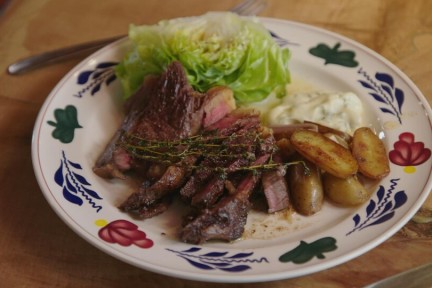 Steak van bizon met aardappel