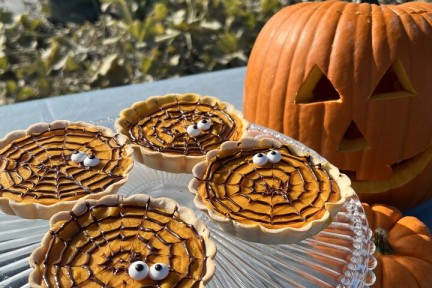 Pompoentaartjes met chocola