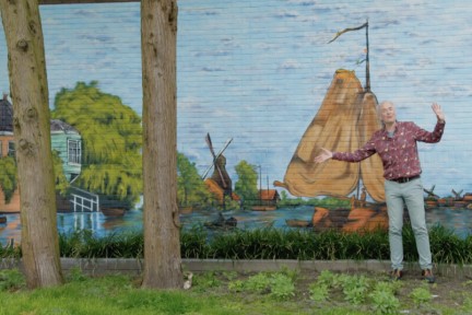 straatkunst in de geest van de Franse schilder Monet