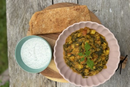 Saag aloo curry met dosa
