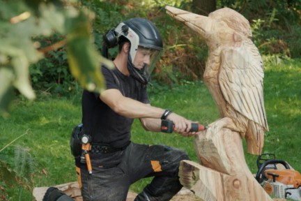 Jeroen maakt de meest bijzondere houtsculpturen met zijn motorzaag