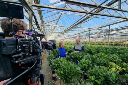 Marieke Eyskoot op bezoek bij kweker van laurier