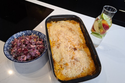 Ovenschotel met gehakt en pompoen
