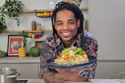 Gegrilde broccoli met mozzarella en parelgort