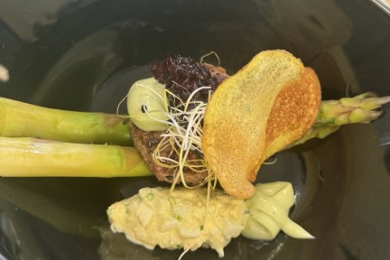 Rundertartaar met asperges en mayonaise