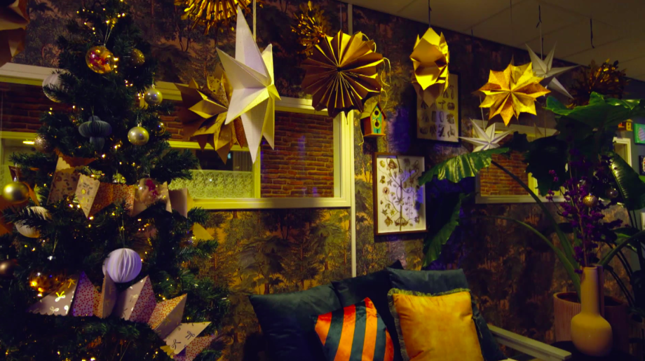 Onze interieur-expert Theo-Bert Pot maakt een kerstster van papieren zakjes | Still uit de uitzending