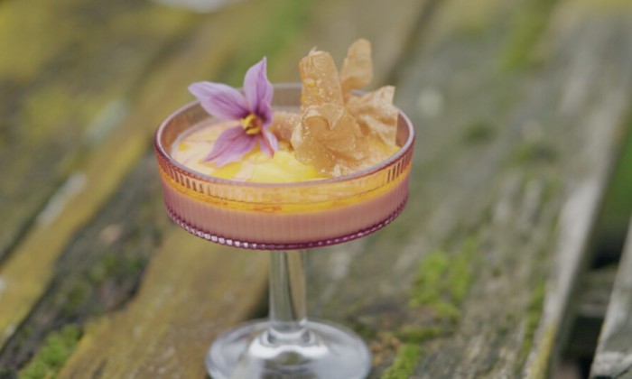 Mango panna cotta met saffraan