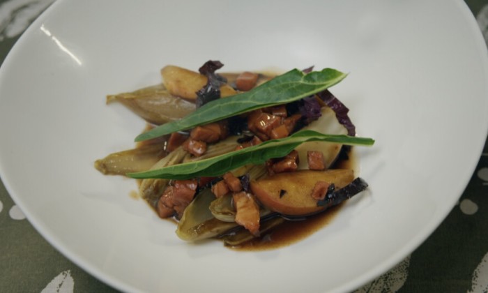 Witlof gegaard in appelstroop