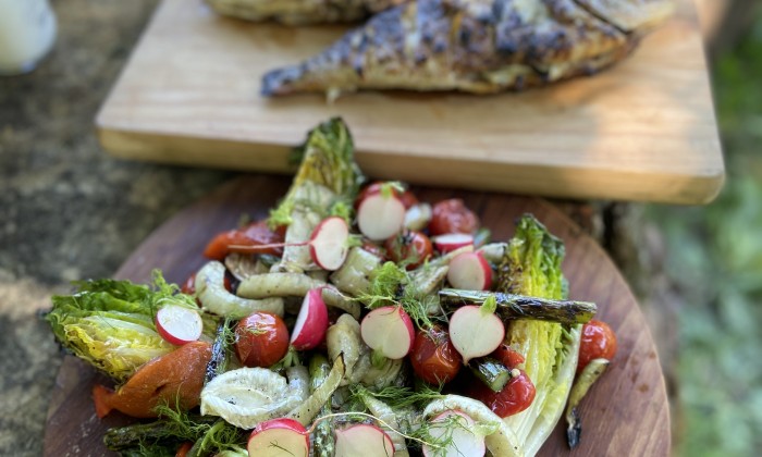 Gegrilde dorade met verse groentes