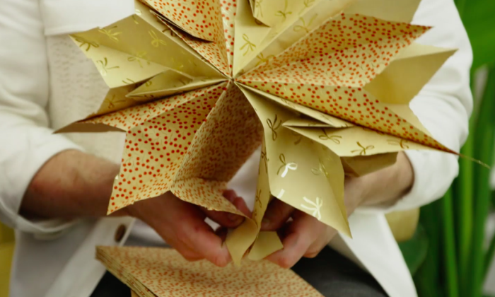 Onze interieur-expert Theo-Bert Pot maakt een kerstster van papieren zakjes | Still uit de uitzending
