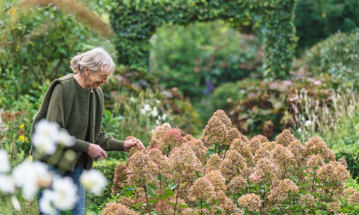 Marieke Nolsen in haar tuin in Leusden | Foto: Liesbeth Disbergen