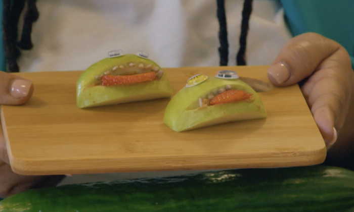 Gezonde appelmonsterstraktatie