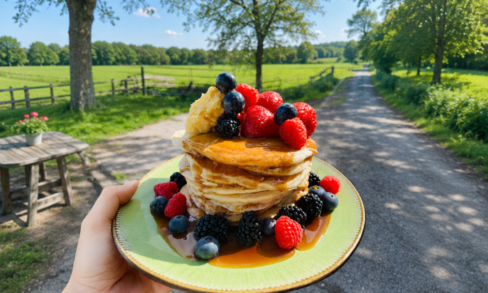 Luchtige pannenkoekjes met karnemelk, ahornsiroop en rood fruit | recept van Rosah 