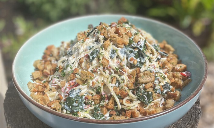 Pasta met palmkool, ricotta en pangritata