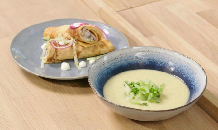 Hartige pannenkoek met gerookte makreel