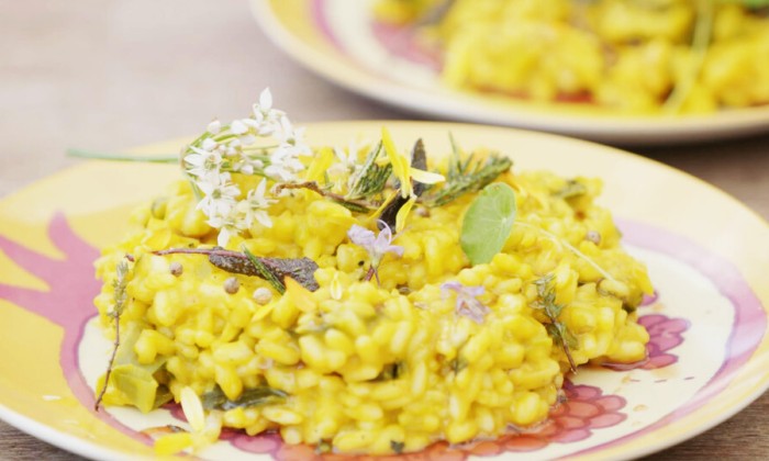 Pompoenrisotto met vegan honing