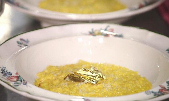 Risotto met geitenkaas en bladgoud
