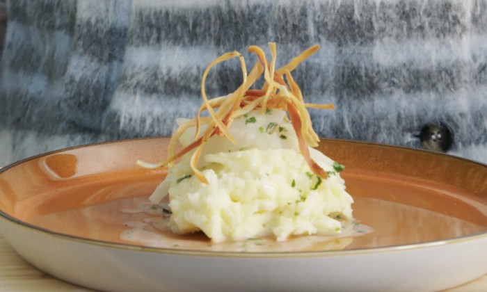 Schorseneren met aardappelpuree en witte wijn