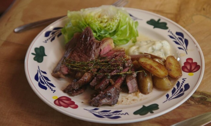 Steak van bizon met aardappel