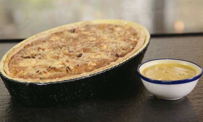 Winterse quiche met feta, pompoen en chorizo