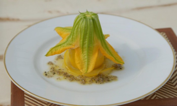 Gele courgette met truffel