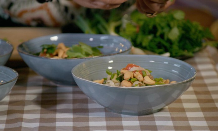 Noedels met shiitake en vissaus van Hollandse Schol