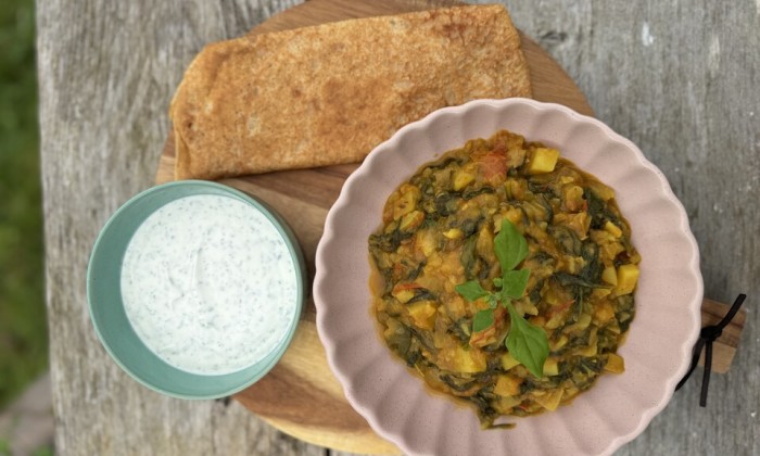 Saag aloo curry met dosa