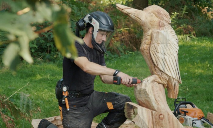Jeroen maakt de meest bijzondere houtsculpturen met zijn motorzaag