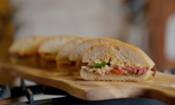 Leon's Philly steak sandwich