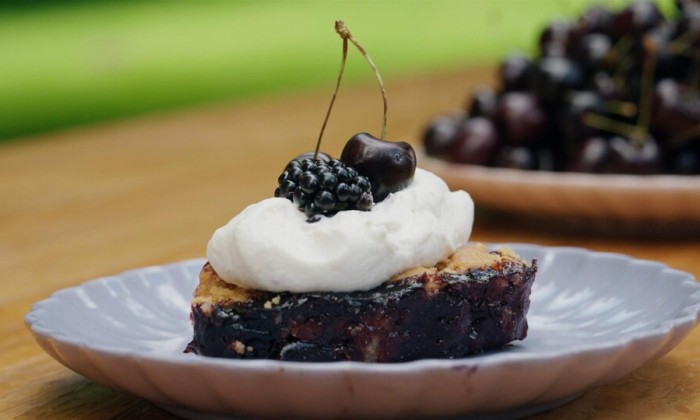 Crumble met bosbessen