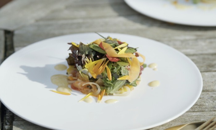 Salade met gepocheerd ei