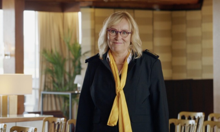 Connie op het schip SS in Rotterdam