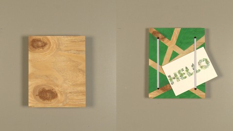 Van stuk hout naar kaartenhouder Van stuk hout naar kaartenhouder