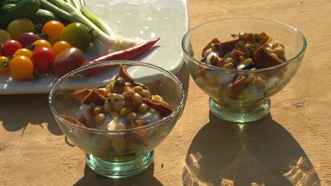 Zeeuwse kikkererwt fetteh met aubergine Zeeuwse kikkererwt fetteh met aubergine