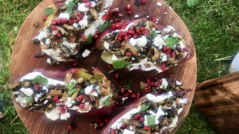 Gepofte zoete aardappel met tapenade Gepofte zoete aardappel met tapenade