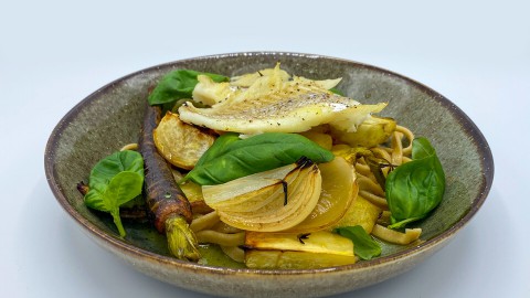 Pasta met groenten en kabeljauw uit de oven Pasta met groenten en kabeljauw uit de oven